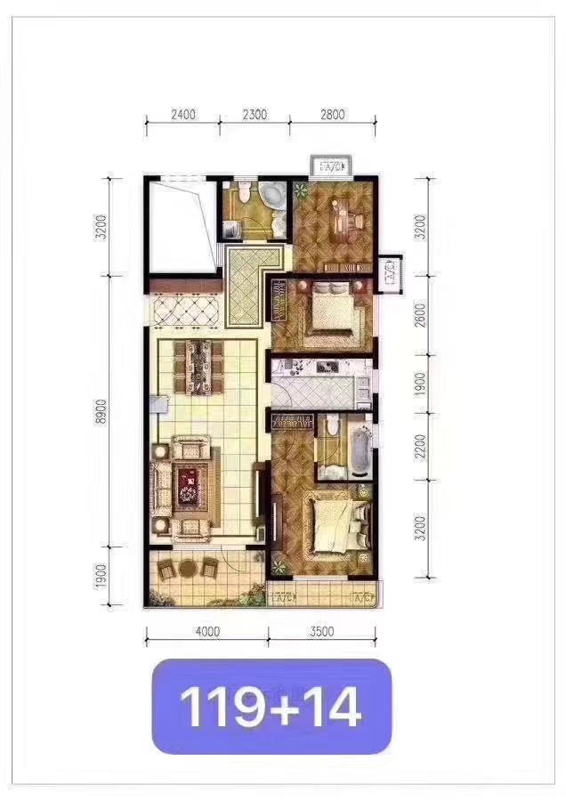 牛驼温泉孔雀城别墅3室2厅1卫1厨