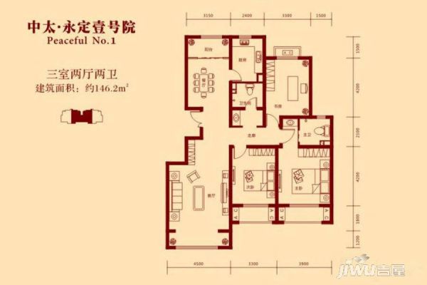 户型图建面98M²